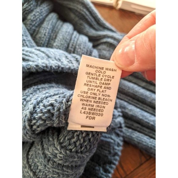 Women's Vintage Cabelas 1/4 Zip Cable Knit Sweater Size XL Blue 90s Heavy Chunky - Picture 9 of 10